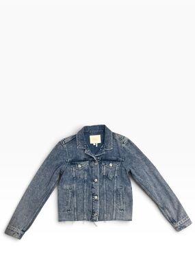 PAIGE Women’s Raw Hem Cropped Denim Jacket Size Small